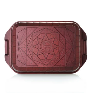 Roaster Granite Set, 2 Pieces, Rectangular, Turkey - Dark Red
