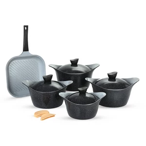 Lahoya Cookware Set, 11 Pieces, Granite, Black Marble