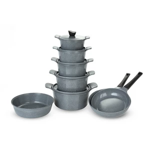 Jewel Cookware Set, 16 Pieces, Granite, Grey