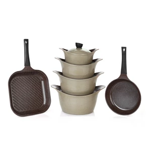 Lahoya Cookware Set, 17 Pieces, Granite, Brown Marble