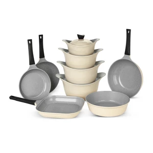 Lahoya Cookware Set, 23 Pieces, Granite, Cream Stone