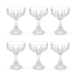Alex Ice Cream Cup Set with Base, 6 Pieces, Glass - Transparent