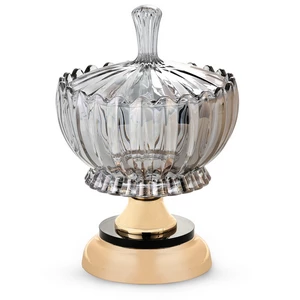 Footed Candy Bowl with Cover Bonbonniere, Glass - Grey