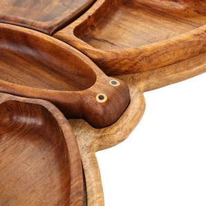 Nuts Plate with 5 Bowls, Butterfly 34x27x4 cm, Natural Wood - Woody