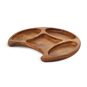 Nuts Plate 4 sections, Moon Shape 30x29xH2cm, Natural Wood - Woody