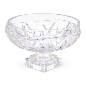 Footed Fruit Bowl, Glass, Round shape with Diamond Design - Transparent 