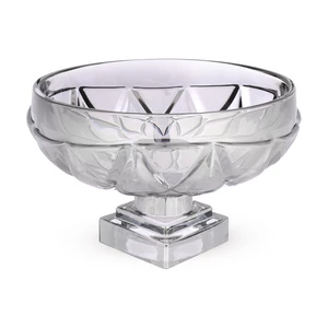 Footed Fruit Bowl, Glass, Round shape with Diamond Design - Smooked Grey