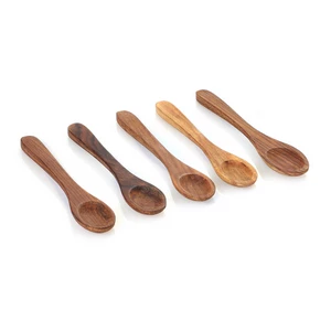 Tea Spoon Set, 5 Pieces, 14cm, Natural Wood - Woody
