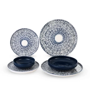 Dinner Set, Porcelain, 24 Pieces for 6 Persons, Turkey - Blue