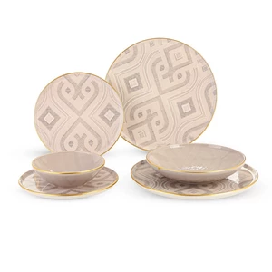 Porcelain Dinner Set, 24 Pieces for 6 Persons, Turkey - Beige