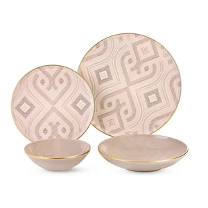Porcelain Dinner Set, 24 Pieces for 6 Persons, Turkey - Beige