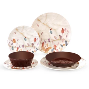Porcelain Dinner Set, 24 Pieces for 6 Persons, Turkey - Brown