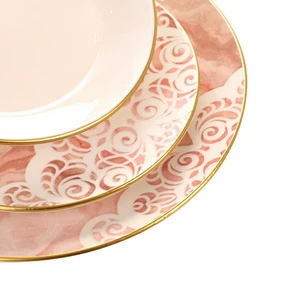 Porcelain Dinner Set, 24 Pieces for 6 Persons, Turkey - Pink Marble