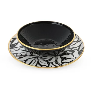 Eterbelles Dinner set, 24 pieces for 6 persons, Porcelain, Turkey - Black