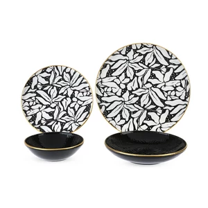 Eterbelles Dinner set, 24 pieces for 6 persons, Porcelain, Turkey - Black
