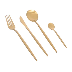 Cutlery set, 24 pieces for 6 persons, High Quality Stainless Steel - Matt Gold