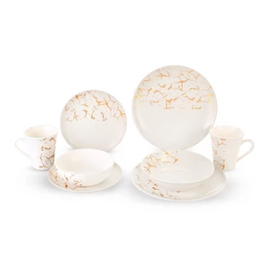 Neo Klien Porcelain Dinner Set, 30 Pieces for 6 Persons, White - Gold