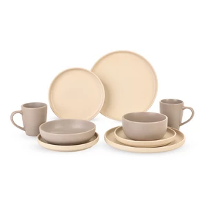 Karolina Dinner Set, Ceramic, 30 Pieces for 6 Persons, Beige - Cream