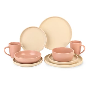 Karolina Dinner Set, 30 Pieces for 6 Persons, Ceramic, Pink - Cream