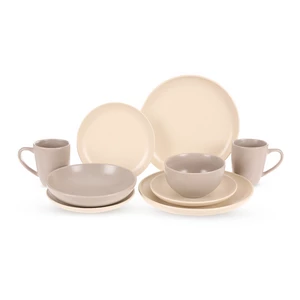 Karolina Dinner set, 30 Pieces for 6 Persons , Porcelain, beige - Grey