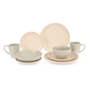 Karolina Dinner set, 30 Pieces for 6 Persons , Porcelain, beige - Mint Green