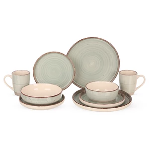 Karolina Dinner Set, 30 Pieces for 6 Persons, Porcelain - Light sage green