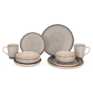 Karolina Dinner set, 30 Pieces for 6 Persons, Porcelain - Light greige 