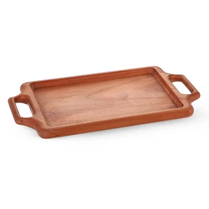 Couple Tray, Rectangler with handle 34x20x2cm Natural Wood - woody