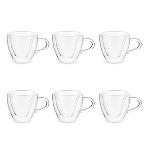 Double Wall Glass Mug Set, 6 Pieces, 180ml