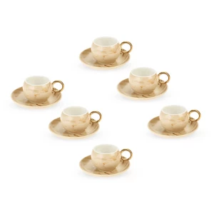 Coffee Set, 12 pieces for 6 Persons, Porcelain - Beige Marble