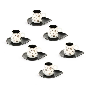 Coffee Set, 12 pieces for 6 Persons, Porcelain - Black