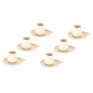 Coffee Set, 12 pieces for 6 Persons, Porcelain - Beige