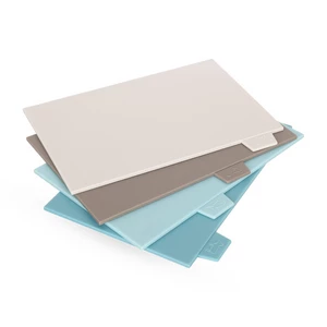 Cutting Board Set, 4 Pieces with stand, Plastic - Assorted Colors