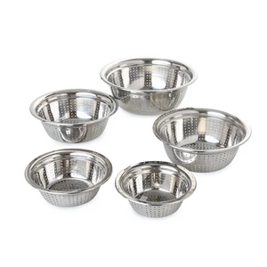 Strainer Set, 5 Pieces, Stainless Steel, Round Shape - Silver