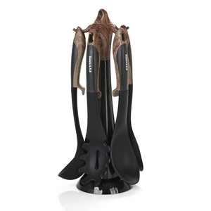 High Quality Silicone Utensils Set, 5 Pieces with Stand, Black
