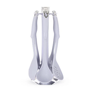 Utensils Set , 6 Pieces, Silicone with Plastic Handle - Mauve