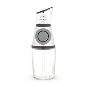 Smart Oil and Vinegar Bottle, Glass with Silicone - Transparent with Grey