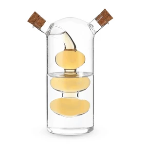 Oil and Vinegar Bottle, 2 in 1, Glass with Cork Lid, 300ml