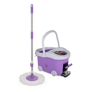 Cleaning Mob Set with Bucket High Quality Plastic with Wheels - Lavender with white handle