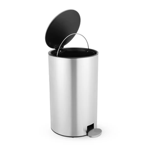 Waste Bin with Pedal, 12litre H45CM, High Quality Stainless Steel - Silver