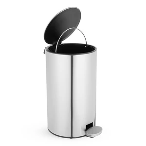Waste Bin with Pedal, 8litre H40CM, High Quality Stainless Steel - Silver