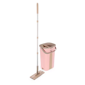 Smart Mob Set, with Water and Dry Container , Plastic with steel handle, Pink with Beige Handle