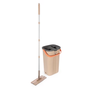 Smart Mob Set, with Water and Dry container , Plastic with Steel Handle-  Beige with Orange handle 