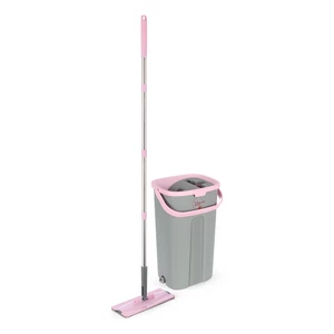Smart Mob Set, with Water and Dry Container , Plastic with Steel Handle - Grey with Pink Handle
