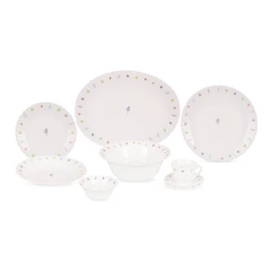 Dinner Set, 38 pieces for 6 persons, with scattered miniature floral motifs, Arcopal - white
