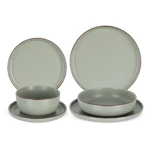 Qualitier Solid Dinner Set, 24 Pieces for 6 Persons, High Quality Porcelain, Made in Thailand - Mint Green