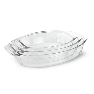 Pyrex Roaster Set, Glass 3 Pieces, Oval - Transparent