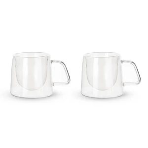 Zinnia Double Wall Glass Mug Set, 2 Pieces, 260ml