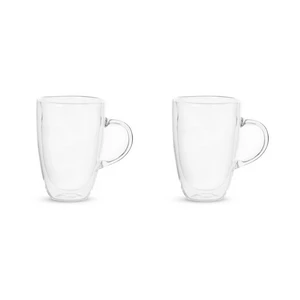Zinnia Double Wall Glass Mug Set, 2 Pieces, 360ml