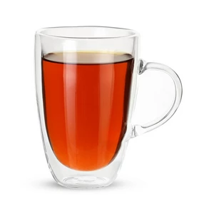 Zinnia Double Wall Glass Mug Set, 2 Pieces, 360ml
